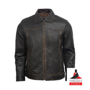 Men’s Real Lambskin Leather Jacket – Classic Motorcycle Style with Vintage Finish
