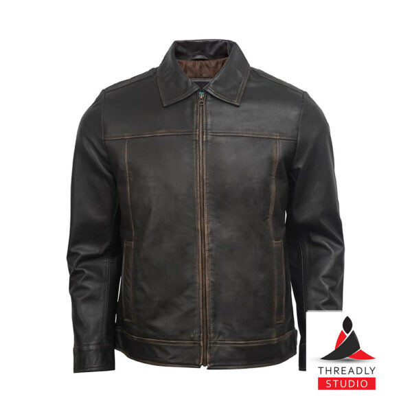 Men’s Real Lambskin Leather Jacket – Classic Motorcycle Style with Vintage Finish
