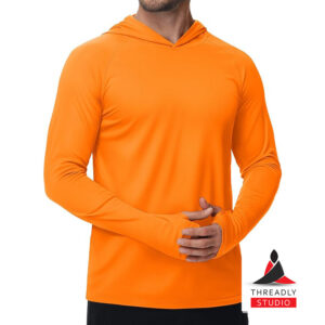 Men's UPF 50+ Long Sleeve Sun Protection Hoodie – Lightweight Rash Guard for Outdoor Activities