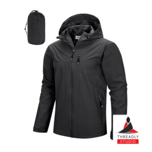 Men’s Lightweight Packable Waterproof Rain Jacket – Hooded Shell for Cycling & Outdoor Activities