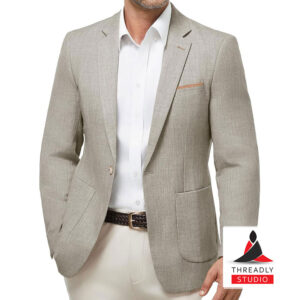 Men’s Lightweight Herringbone Blazer – Casual One-Button Sport Coat
