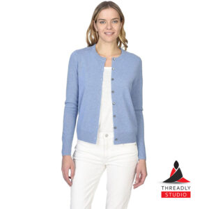 Women's Lightweight Cotton Blend Crewneck Cardigan