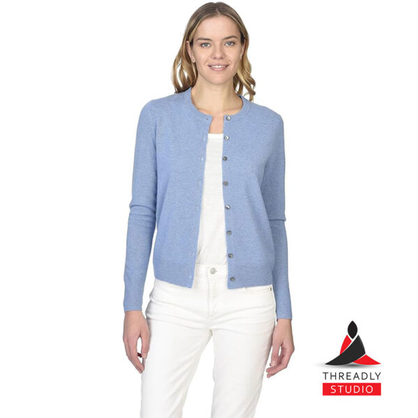 Women's Lightweight Cotton Blend Crewneck Cardigan